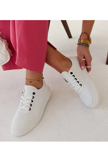 Baltas eko-ādas kedas Sandrine 2