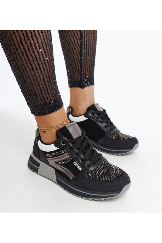 Melnas platformas kedas ar cirkoniem...