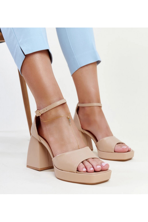 Vesna tumši bēšas augstpapēžu sandales