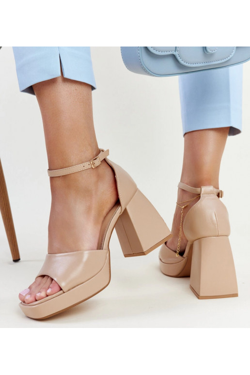 Vesna tumši bēšas augstpapēžu sandales