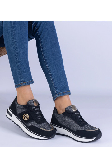 Melnas spīdīgas kedas ar...