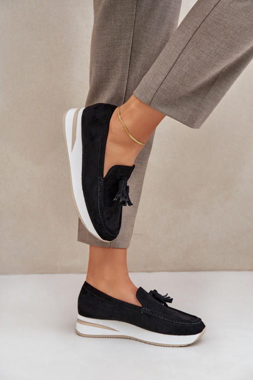 Mokasīni Ieslēgts Delikātsm Koturnie Eko zamšādaoIne melnas krāsas Challavia Mokasīni Ieslēgts Delikātsm Koturnie Eko zamšādaoIne melnas krāsas Challavia