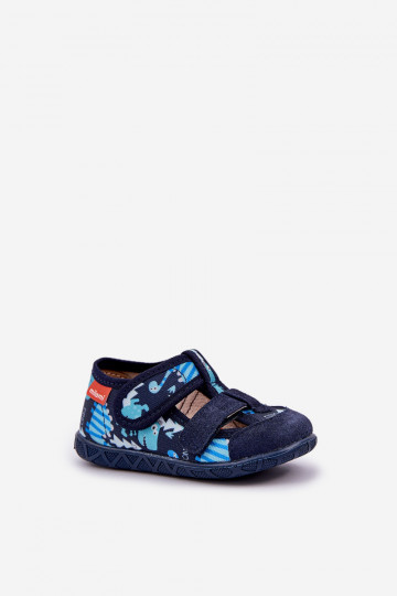 Čības Milami Bērnu apavi ar lipīgām aizdarēm IN Dinozaursi tumši zilas krāsas Reathiana