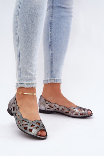 Ažūra balerīnas Z Odkrytymi Palcami Sudraba krāsas Calgis 2