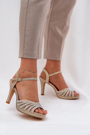 sandales ar papēdi Ar Dekorāciju Un mirdzēt D&A MR1038-33 Zelta krāsas