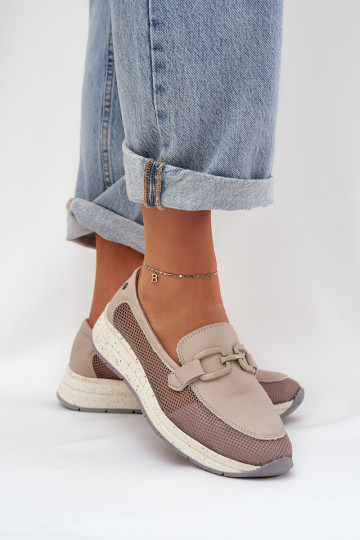 Sieviešu Āda Mokasīni D&A TIN210 Pelēkas krāsas