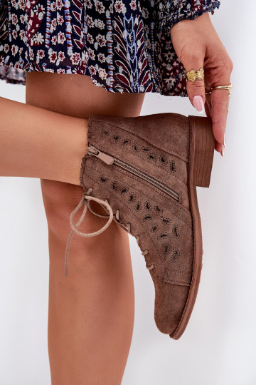 Zems Sieviešu puszābaki Ar ažūra rakstu S.Barski HY51-185 brūnas krāsas 2