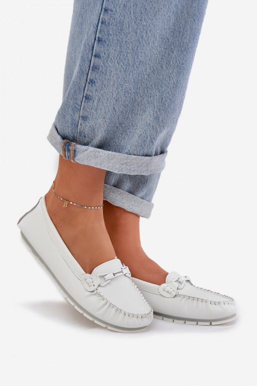 zempapēžu Āda Mokasīni ar ornamentiem S.Barski LR51-547 baltas krāsas zempapēžu Āda Mokasīni ar ornamentiem S.Barski LR51-547 baltas krāsas