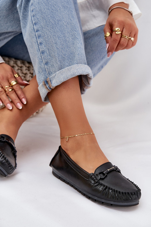 zempapēžu Āda Mokasīni ar ornamentiem S.Barski LR51-547 melnas krāsas zempapēžu Āda Mokasīni ar ornamentiem S.Barski LR51-547 melnas krāsas