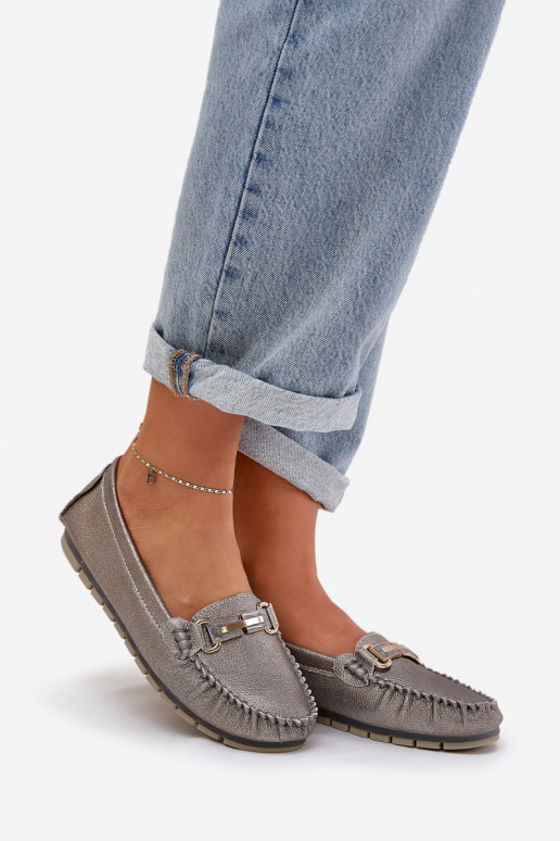 Spīdīgi zempapēžu Mokasīni Izgatavota no dabīgas ādas D&A LR51-546 Sudraba krāsas Spīdīgi zempapēžu Mokasīni Izgatavota no dabīgas ādas D&A LR51-546 Sudraba krāsas