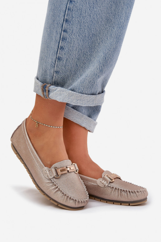 Spīdīgi zempapēžu Mokasīni Izgatavota no dabīgas ādas D&A LR51-546 Zelta krāsas Spīdīgi zempapēžu Mokasīni Izgatavota no dabīgas ādas D&A LR51-546 Zelta krāsas