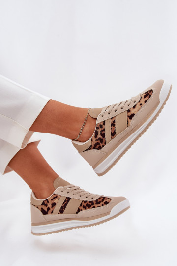 sporta apavi Sneakers modeļa apavi Sieviešu ar leoparda kažokādas rakstu smilšu krāsas-brūnas krāsas Galabis
