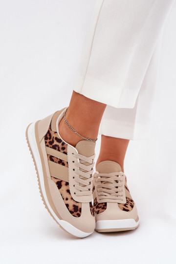 sporta apavi Sneakers modeļa apavi Sieviešu ar leoparda kažokādas rakstu smilšu krāsas-brūnas krāsas Galabis 2