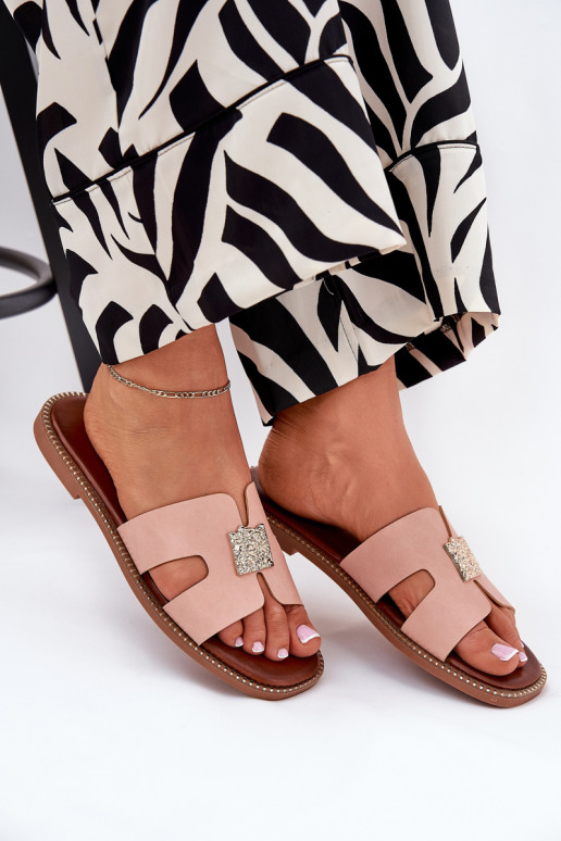 zempapēžu Čības Ar izgriezumiem Un Dekorācija rozā krāsa Bohalis