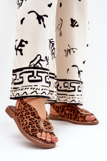 līdzenas zoles basenes ar ornamentiem ar leoparda kažokādas rakstu brūnas krāsas Haliones 2