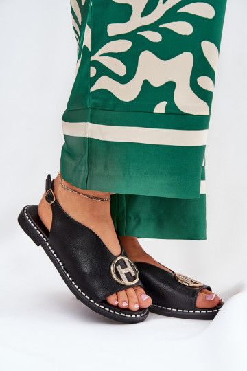 zempapēžu Eleganta stila sandales ar ornamentiem melnas krāsas Iseliria 2