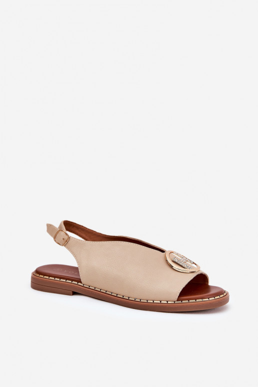 zempapēžu Eleganta stila sandales ar ornamentiem smilšu krāsas Iseliria zempapēžu Eleganta stila sandales ar ornamentiem smilšu krāsas Iseliria