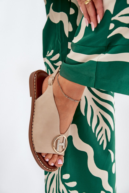 zempapēžu Eleganta stila sandales ar ornamentiem smilšu krāsas Iseliria zempapēžu Eleganta stila sandales ar ornamentiem smilšu krāsas Iseliria