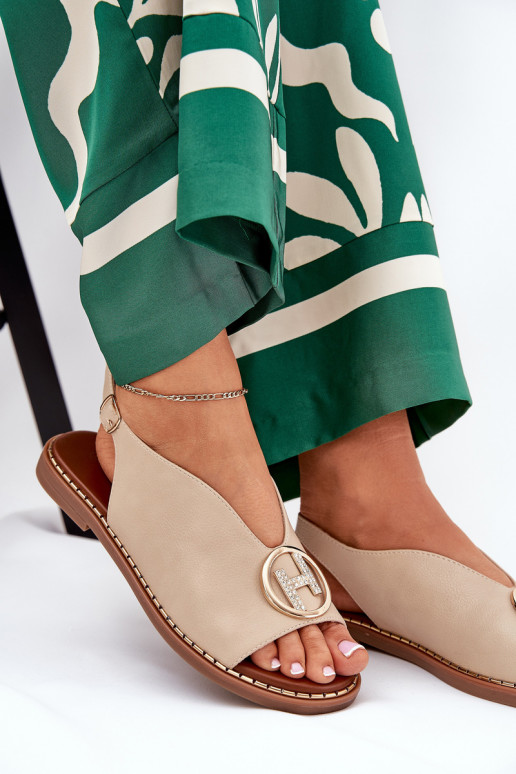 zempapēžu Eleganta stila sandales ar ornamentiem smilšu krāsas Iseliria zempapēžu Eleganta stila sandales ar ornamentiem smilšu krāsas Iseliria