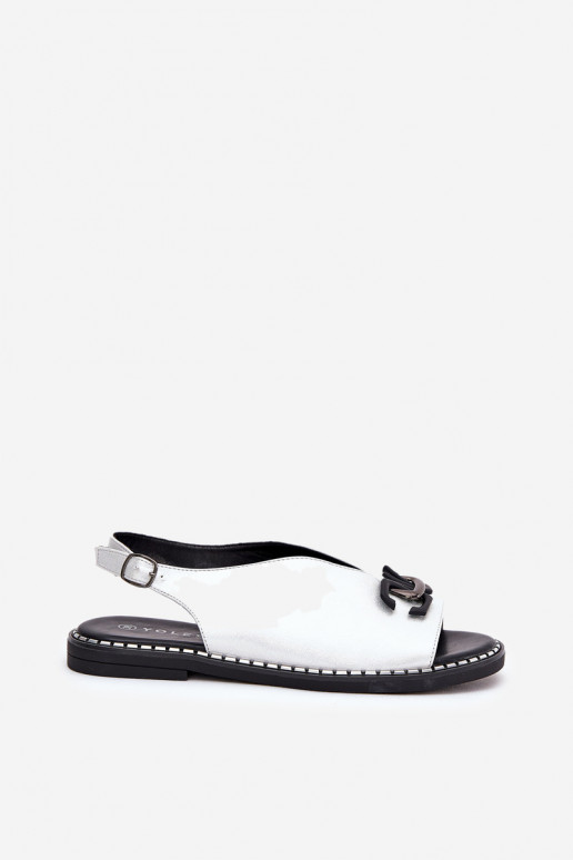 sandales ar platiem papēžiem ar ornamentiem Eko āda Sudraba krāsas Tillireta sandales ar platiem papēžiem ar ornamentiem Eko āda Sudraba krāsas Tillireta