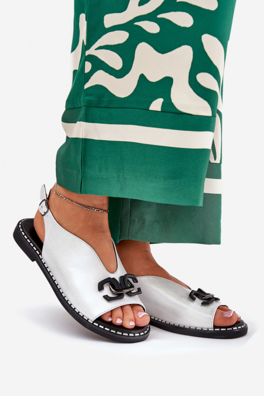 sandales ar platiem papēžiem ar ornamentiem Eko āda Sudraba krāsas Tillireta sandales ar platiem papēžiem ar ornamentiem Eko āda Sudraba krāsas Tillireta