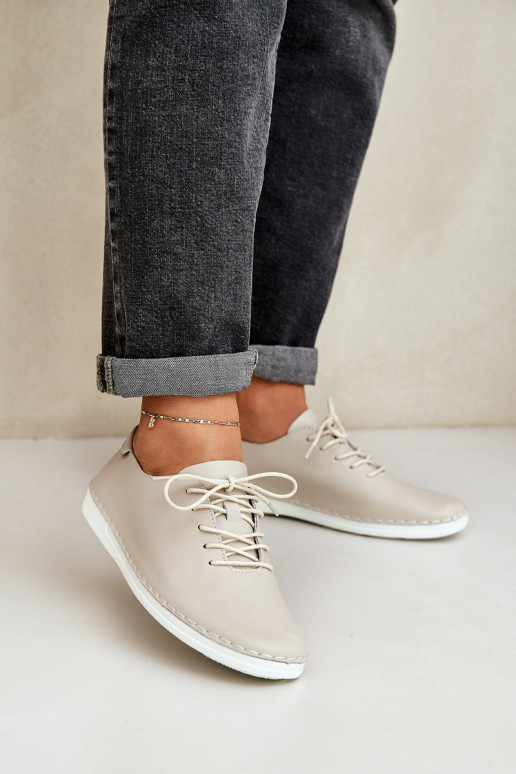 Šņorējami apavi Z Ieslēgtsturalnej Skóry D&A LR51-645 smilšu krāsas