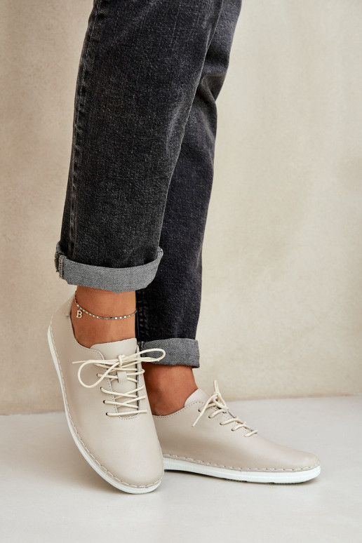 Šņorējami apavi Z Ieslēgtsturalnej Skóry D&A LR51-645 smilšu krāsas