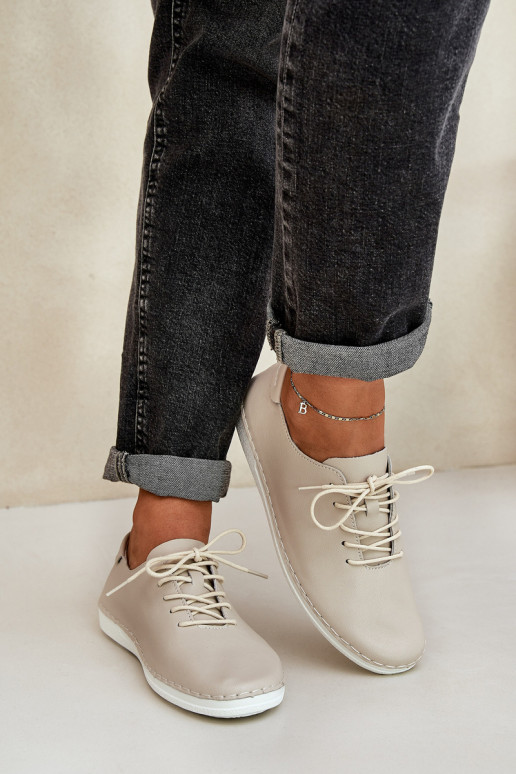 Šņorējami apavi Z Ieslēgtsturalnej Skóry D&A LR51-645 smilšu krāsas