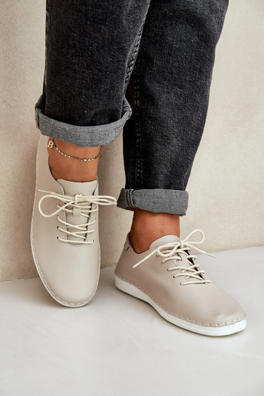 Šņorējami apavi Z Ieslēgtsturalnej Skóry D&A LR51-645 smilšu krāsas