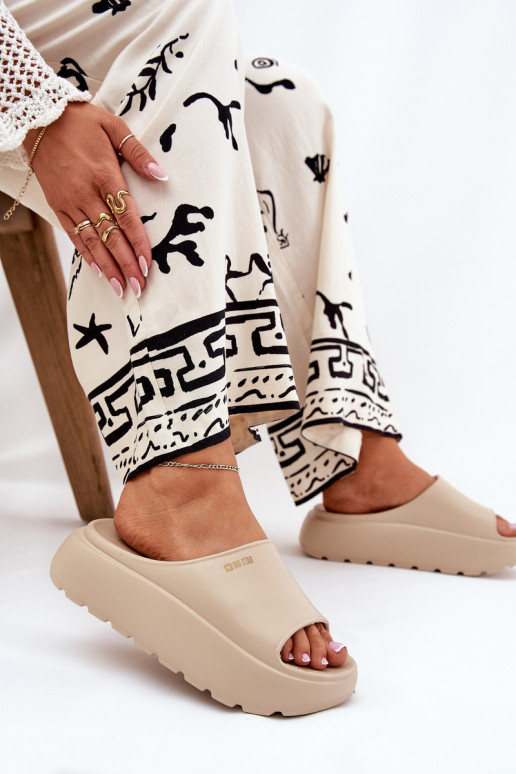 Vieglas čības uz pirksta sieviešu čības ar platformu Big Star RR274A569 smilšu krāsas