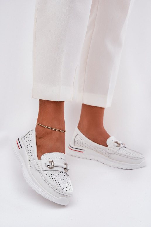 Ažūra balerīnas Z Ieslēgtsturalnej Skóry Vinceza 95331 baltas krāsas Ažūra balerīnas Z Ieslēgtsturalnej Skóry Vinceza 95331 baltas krāsas