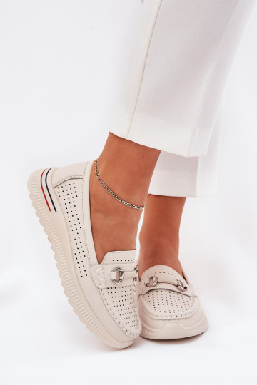 Ažūra balerīnas Z Ieslēgtsturalnej Skóry Vinceza 95331 smilšu krāsas