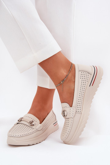 Ažūra balerīnas Z Ieslēgtsturalnej Skóry Vinceza 95331 smilšu krāsas 2