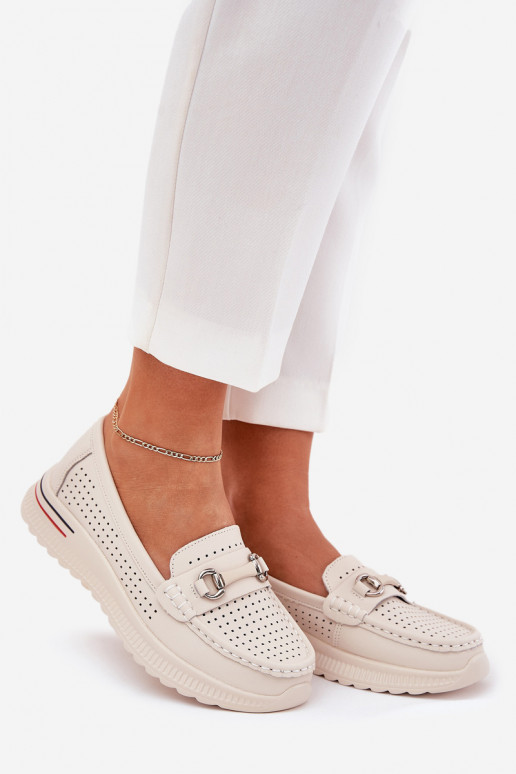 Ažūra balerīnas Z Ieslēgtsturalnej Skóry Vinceza 95331 smilšu krāsas