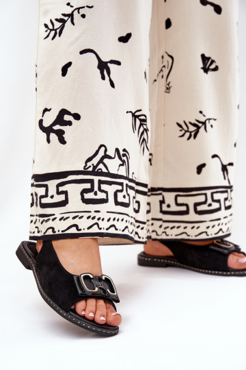 līdzenas zoles basenes ar ornamentiem Eko zamšādaoIne melnas krāsas Lilria 2