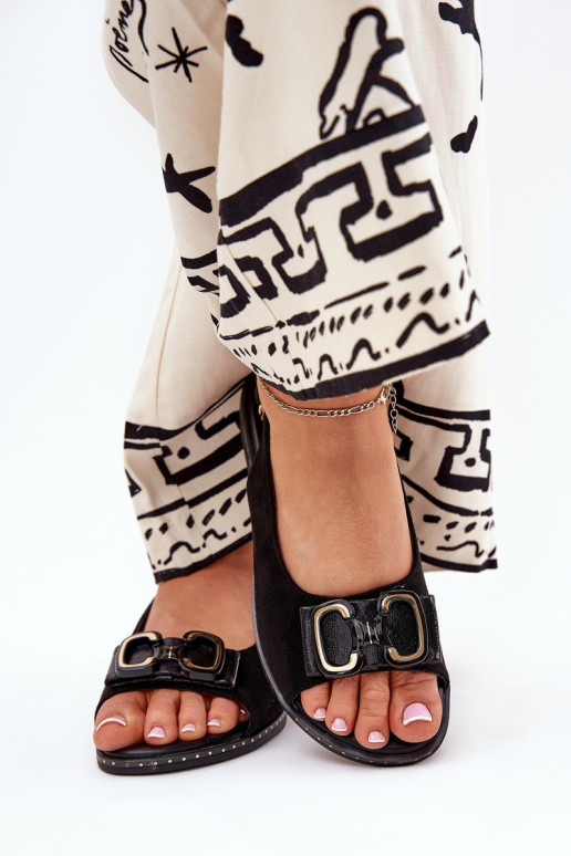 līdzenas zoles basenes ar ornamentiem Eko zamšādaoIne melnas krāsas Lilria