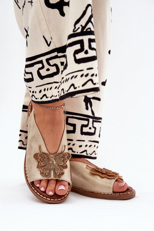 Sieviešu basenes ar platiem papēžiem ar ornamentiem Zelta krāsas Setorina Sieviešu basenes ar platiem papēžiem ar ornamentiem Zelta krāsas Setorina