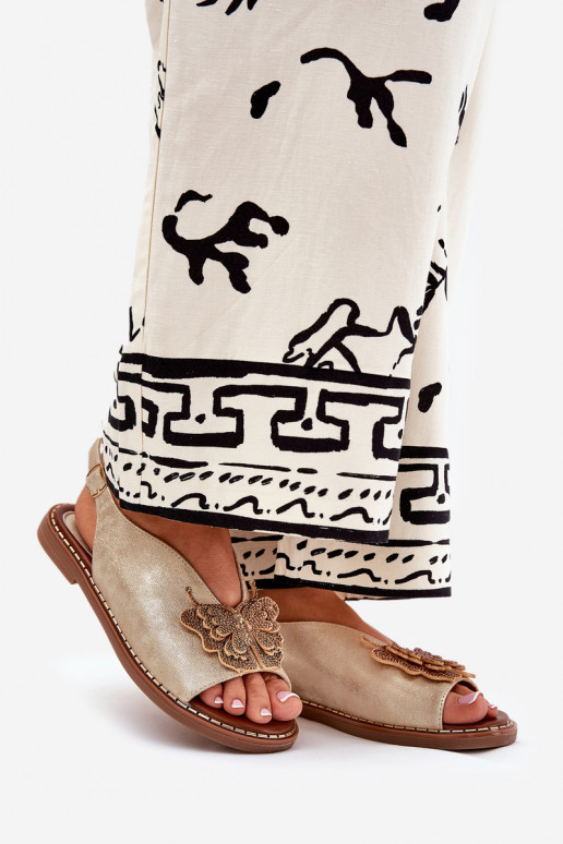 Sieviešu basenes ar platiem papēžiem ar ornamentiem Zelta krāsas Setorina Sieviešu basenes ar platiem papēžiem ar ornamentiem Zelta krāsas Setorina