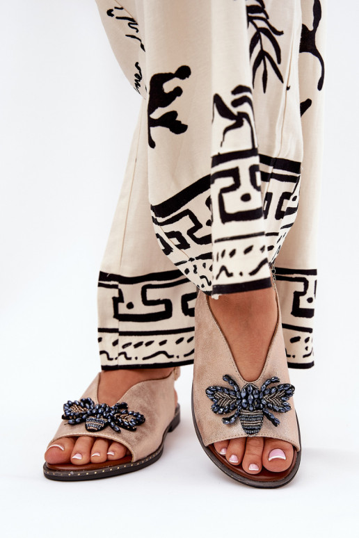 Spīdīgi Sieviešu basenes ar ornamentiem zempapēžu Zelta krāsas Russona Spīdīgi Sieviešu basenes ar ornamentiem zempapēžu Zelta krāsas Russona