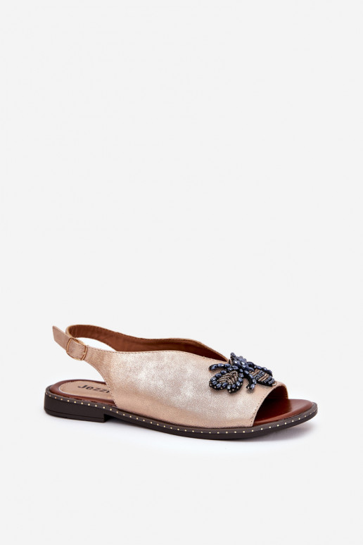 Spīdīgi Sieviešu basenes ar ornamentiem zempapēžu Zelta krāsas Russona Spīdīgi Sieviešu basenes ar ornamentiem zempapēžu Zelta krāsas Russona