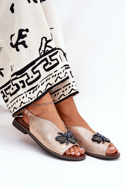 Spīdīgi Sieviešu basenes ar ornamentiem zempapēžu Zelta krāsas Russona Spīdīgi Sieviešu basenes ar ornamentiem zempapēžu Zelta krāsas Russona