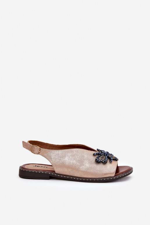 Spīdīgi Sieviešu basenes ar ornamentiem zempapēžu Zelta krāsas Russona Spīdīgi Sieviešu basenes ar ornamentiem zempapēžu Zelta krāsas Russona