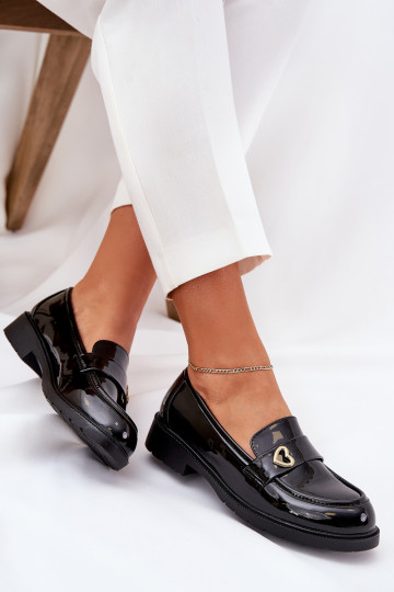 Lakoti mokasīni Sieviešu Ar Sirdi S.Barski HY51-379 melnas krāsas