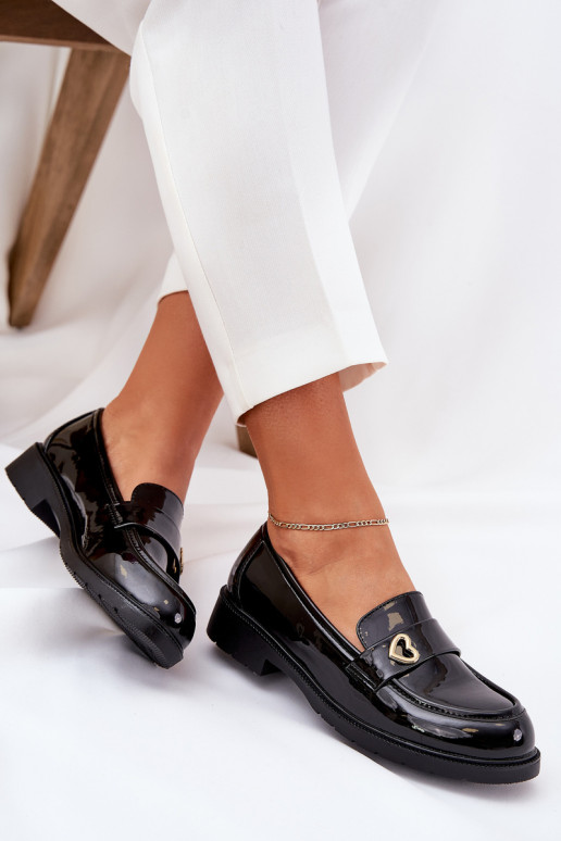 Lakoti mokasīni Sieviešu Ar Sirdi S.Barski HY51-379 melnas krāsas Lakoti mokasīni Sieviešu Ar Sirdi S.Barski HY51-379 melnas krāsas