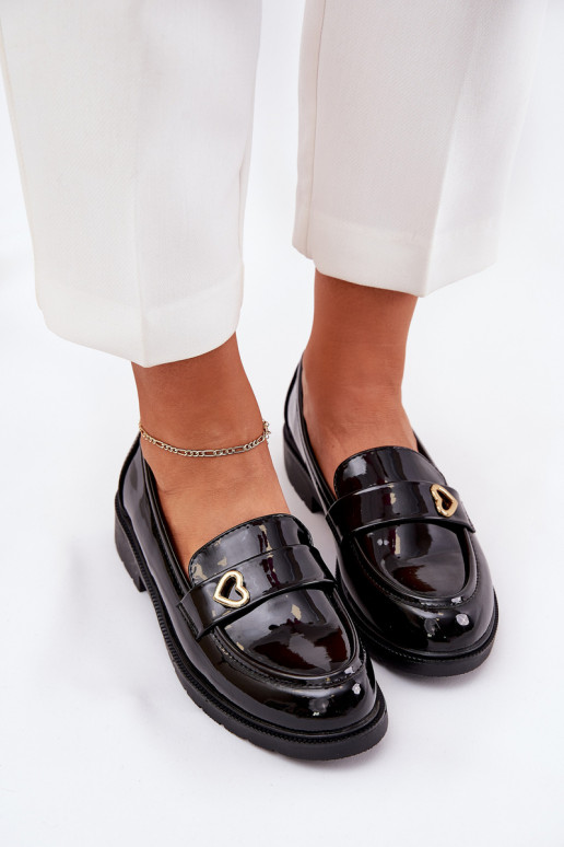 Lakoti mokasīni Sieviešu Ar Sirdi S.Barski HY51-379 melnas krāsas Lakoti mokasīni Sieviešu Ar Sirdi S.Barski HY51-379 melnas krāsas