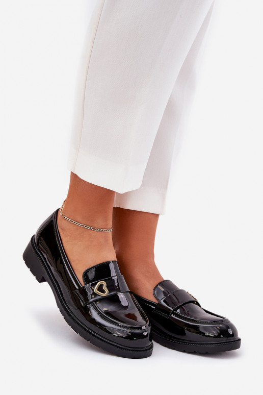 Lakoti mokasīni Sieviešu Ar Sirdi S.Barski HY51-379 melnas krāsas Lakoti mokasīni Sieviešu Ar Sirdi S.Barski HY51-379 melnas krāsas