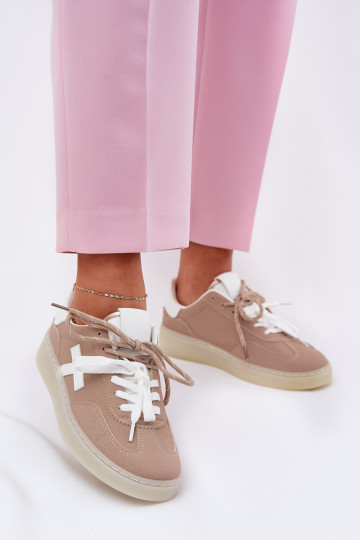Stilīgas sneakers modeļu kurpes sievietēm ar platformu rozā krāsā Silavia