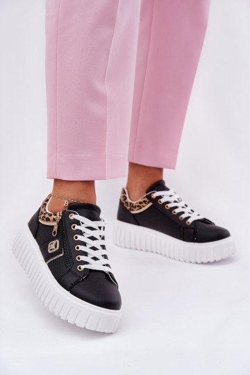 sporta apavi Sieviešu ar platformu no eko ādas ar leoparda kažokādas rakstu melnas krāsas Velionna 2