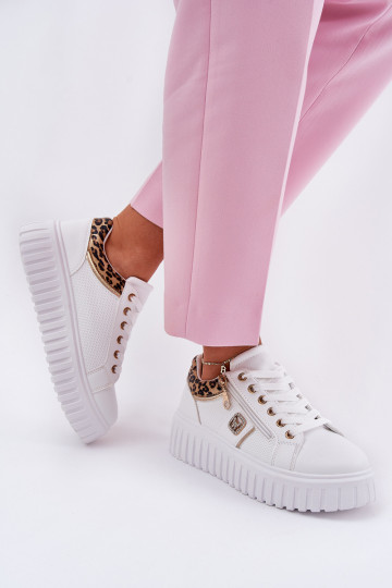 sporta apavi Sieviešu ar platformu no eko ādas ar leoparda kažokādas rakstu baltas krāsas Velionna 2