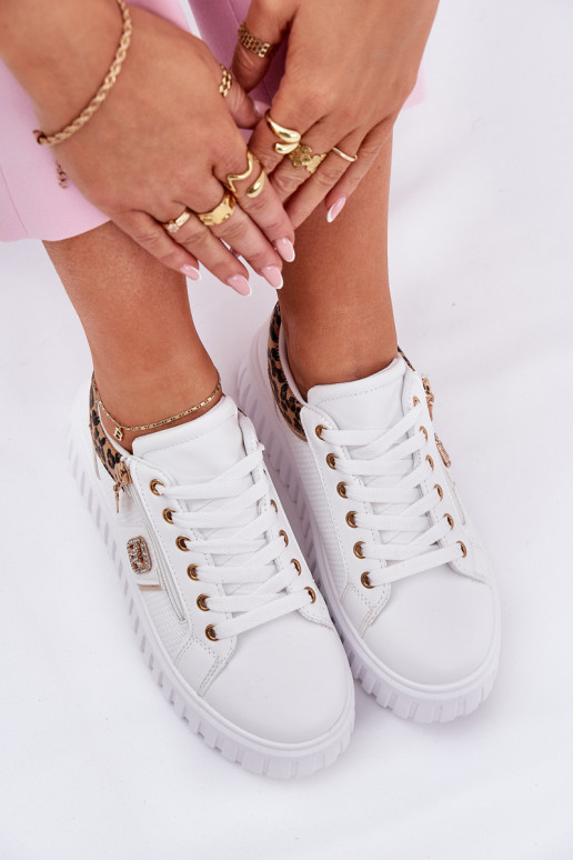 sporta apavi Sieviešu ar platformu no eko ādas ar leoparda kažokādas rakstu baltas krāsas Velionna sporta apavi Sieviešu ar platformu no eko ādas ar leoparda kažokādas rakstu baltas krāsas Velionna